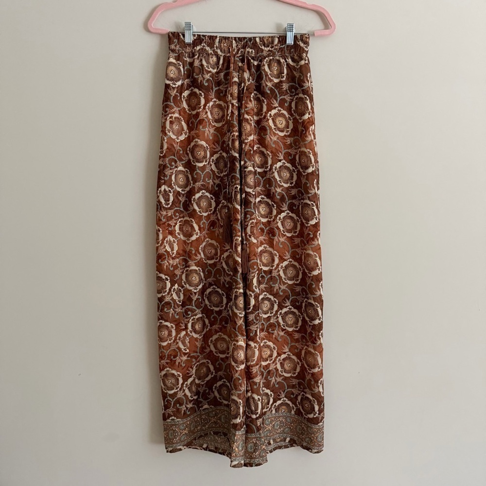 Chelsea & Theodore Wide Leg Brown Floral Pants Size S